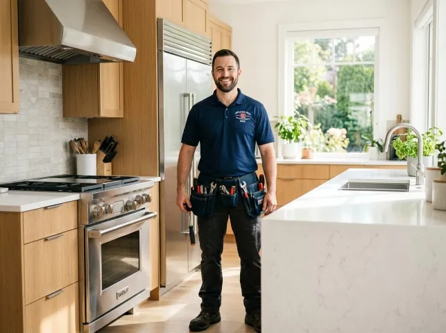 Appliance Repair Hero technician in a Baraboo, WI kitchen after an appliance repair